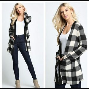 NWT.  Buffalo plaid open front cardigan.